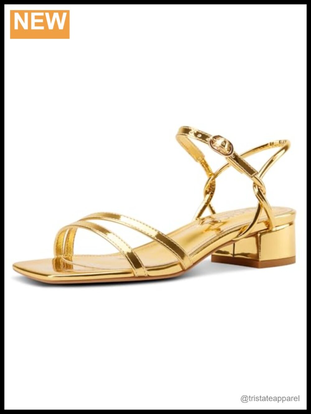 Aachcol Strappy Low Heel Sandals Square Open Toe Chunky Block Heel Ankle Strap